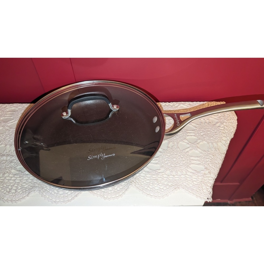 calphalon 12"  frying‎ pan 1392 With Lid Stainless Handle Non Stick